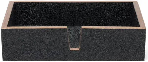 Pigeon and Poodle Manchester Modern Black Faux Shagreen Hand Towel Tray - Set of 2