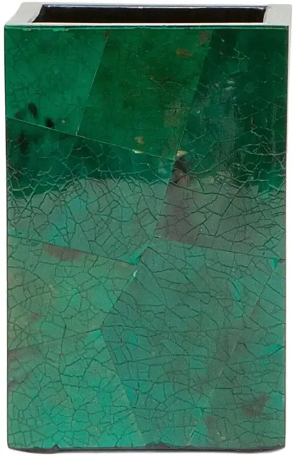 Pigeon and Poodle Palm Beach Coastal Emerald Shell Brush Holder