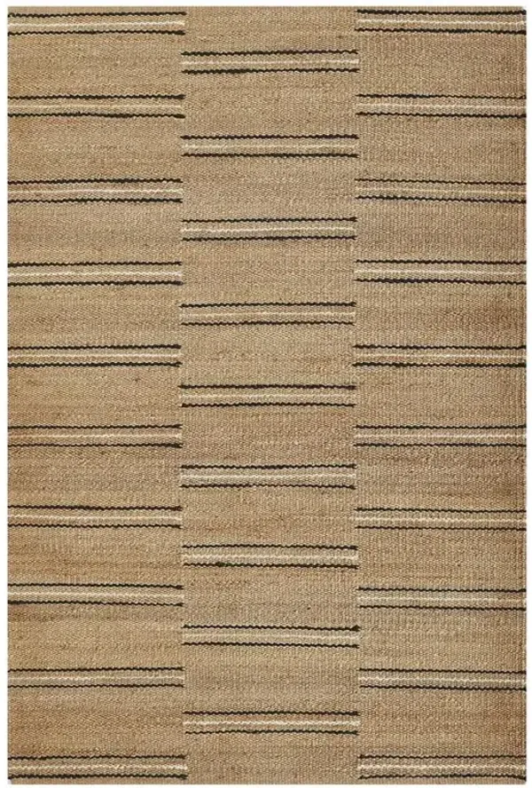 Kayu Coastal Beach Brown Striped Jute Rug - 3'6"x5'6"