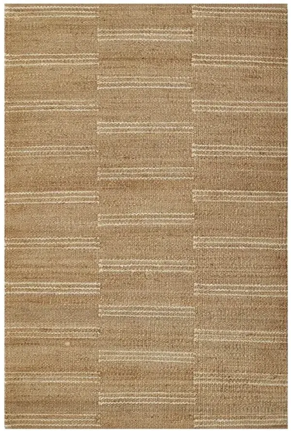 Kayu Coastal Beach Beige Striped Jute Rug - 2'3"x8'