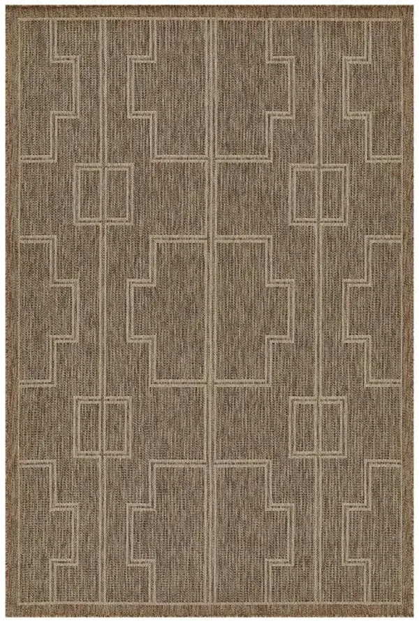 Cairo Global Bazaar Brown Geometric Patterned Indoor Outdoor Rug - 4'1"x6'