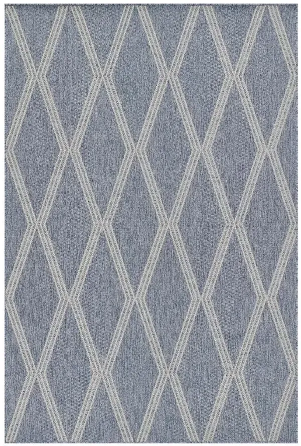 Mia Global Bazaar Blue Diamond Patterned Indoor Outdoor Rug - 3'3"x5'