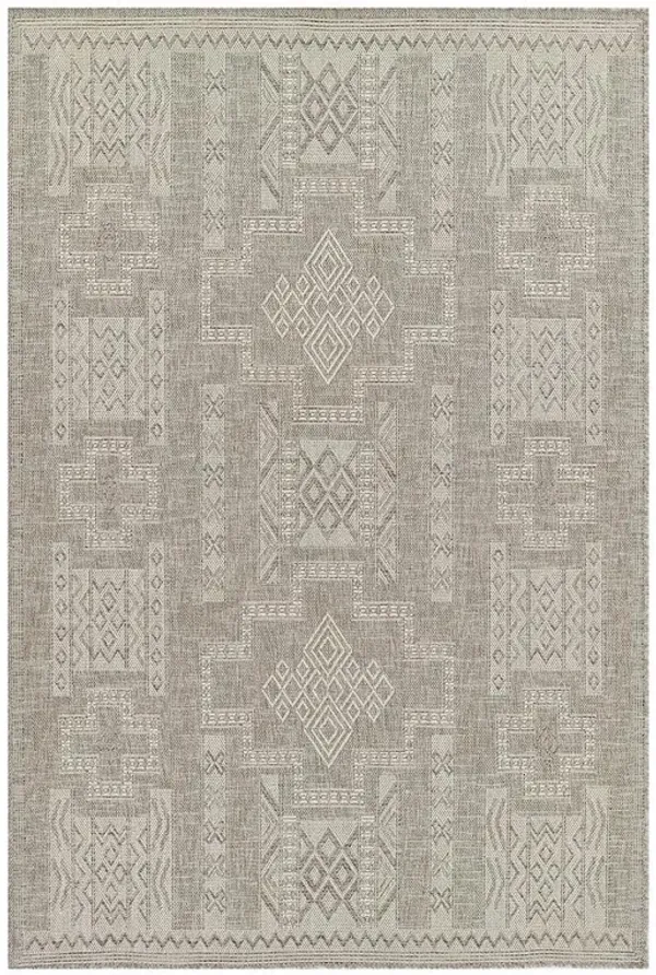 Abram Global Bazaar Grey Tribal Patterned Indoor Outdoor Rug - 5'3"x7'