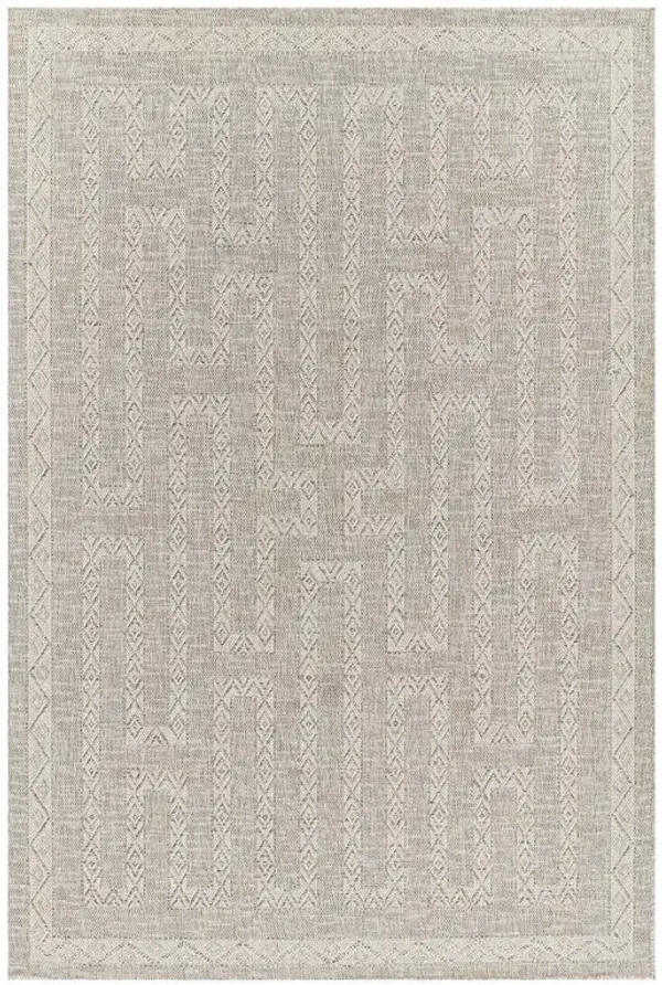 Benu Global Bazaar Grey Patterned Indoor Outdoor Rug - 5'3"x7'