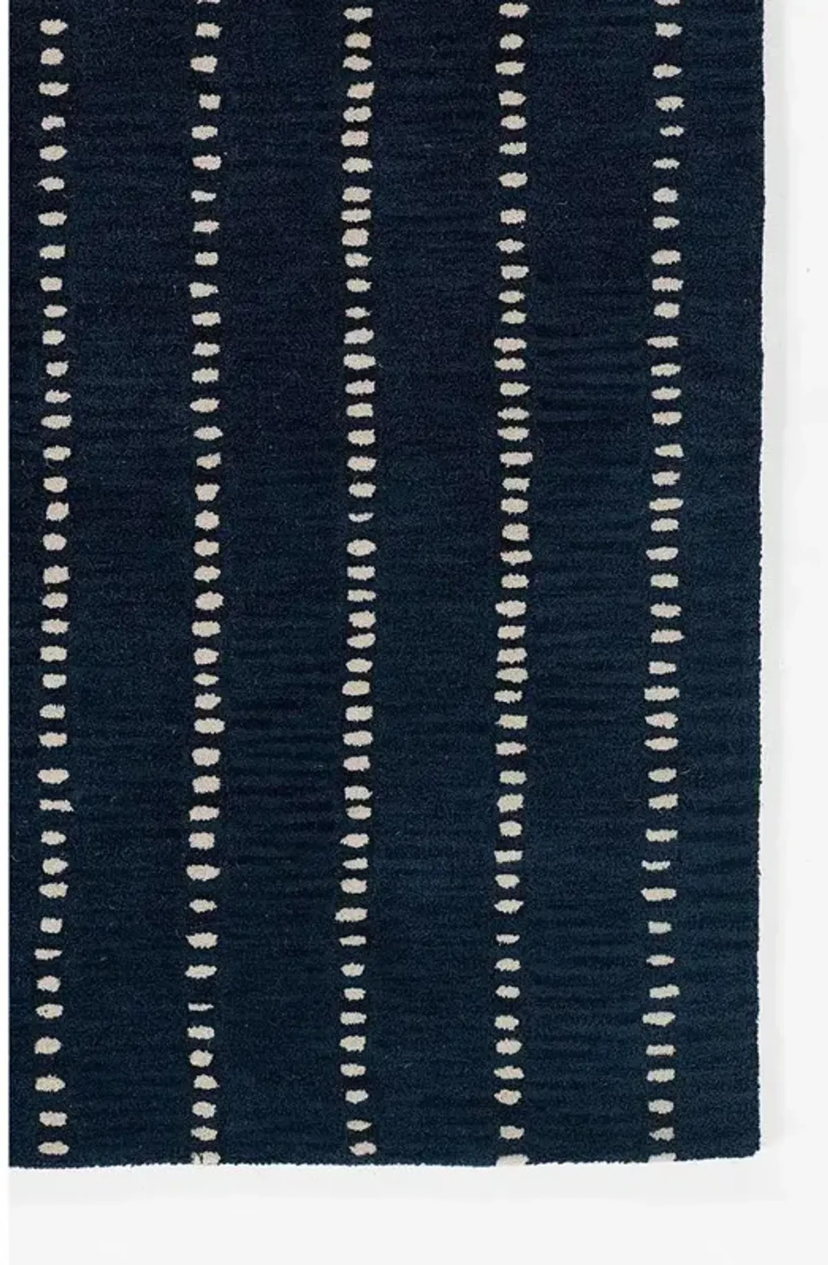 Tristan Modern Classic Navy Blue Wool Striped Patterned Rug - 2'6"x8'