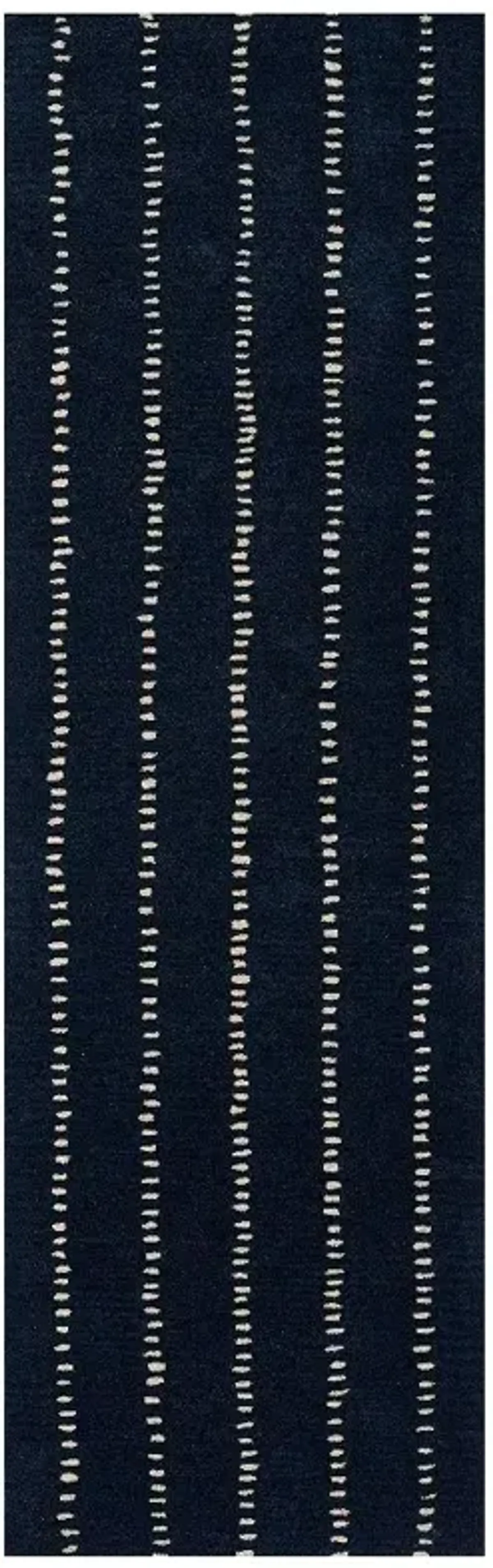 Tristan Modern Classic Navy Blue Wool Striped Patterned Rug - 2'6"x8'