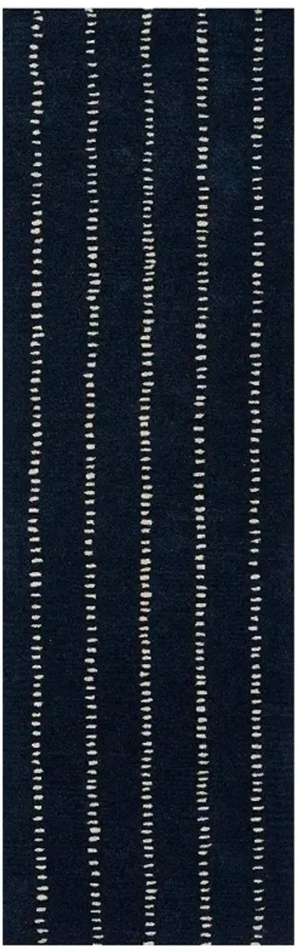 Tristan Modern Classic Navy Blue Wool Striped Patterned Rug - 2'6"x8'