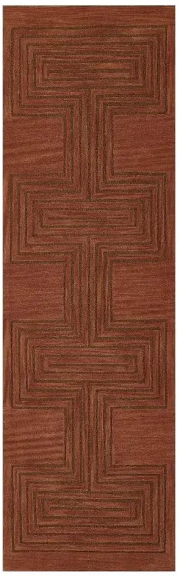 Guernica Modern Classic Brown Wool Geometric Patterned Rug - 2'6"x8'