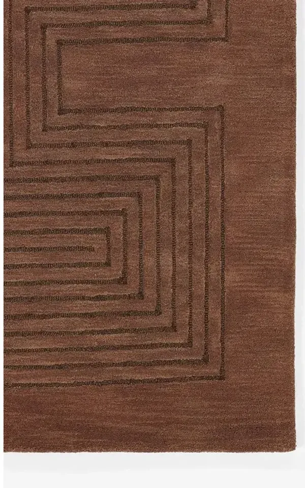 Guernica Modern Classic Brown Wool Geometric Patterned Rug - 8'x10'