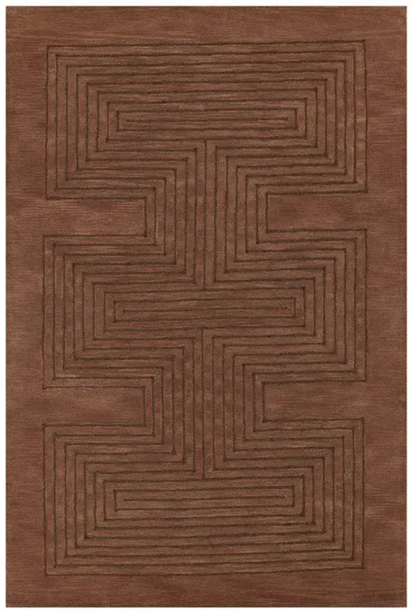 Guernica Modern Classic Brown Wool Geometric Patterned Rug - 9'x12'