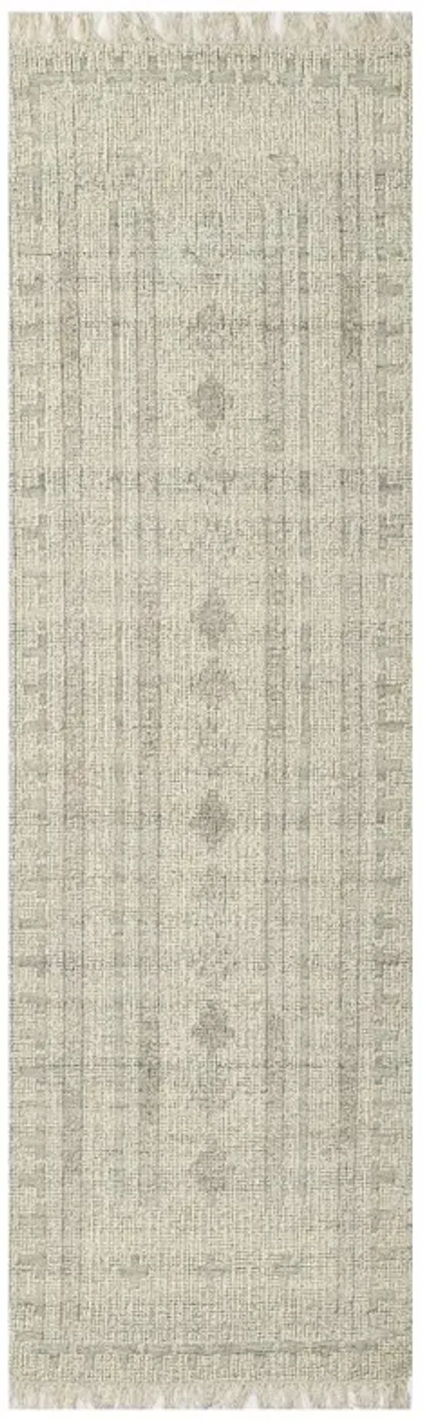 Teo Coastal Beach Cream Wool Geometric Patterned Rug - 2'3"x8'