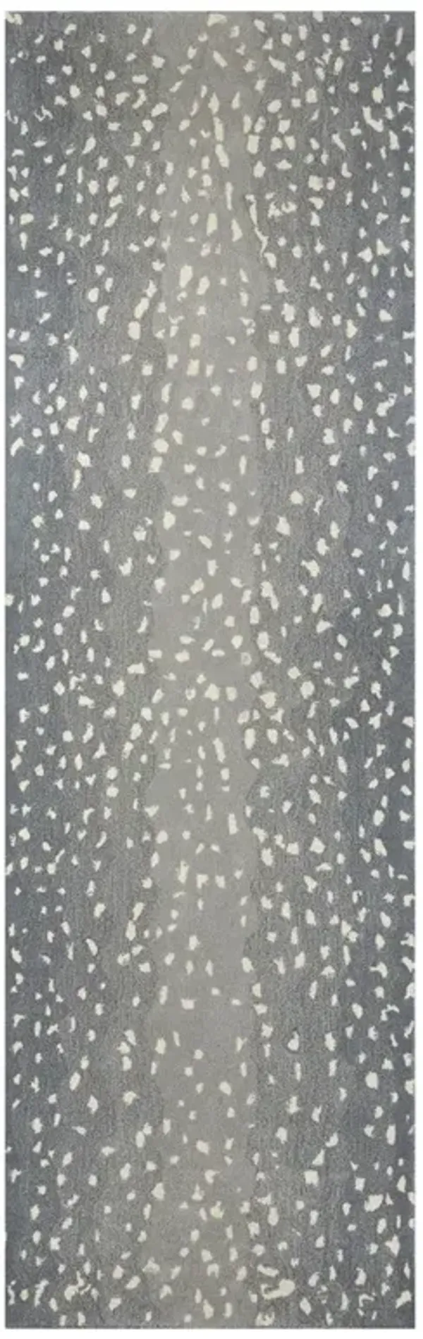 Hayde Modern Classic Blue Ombre Wool Animal Patterned Rug - 2'6"x12'