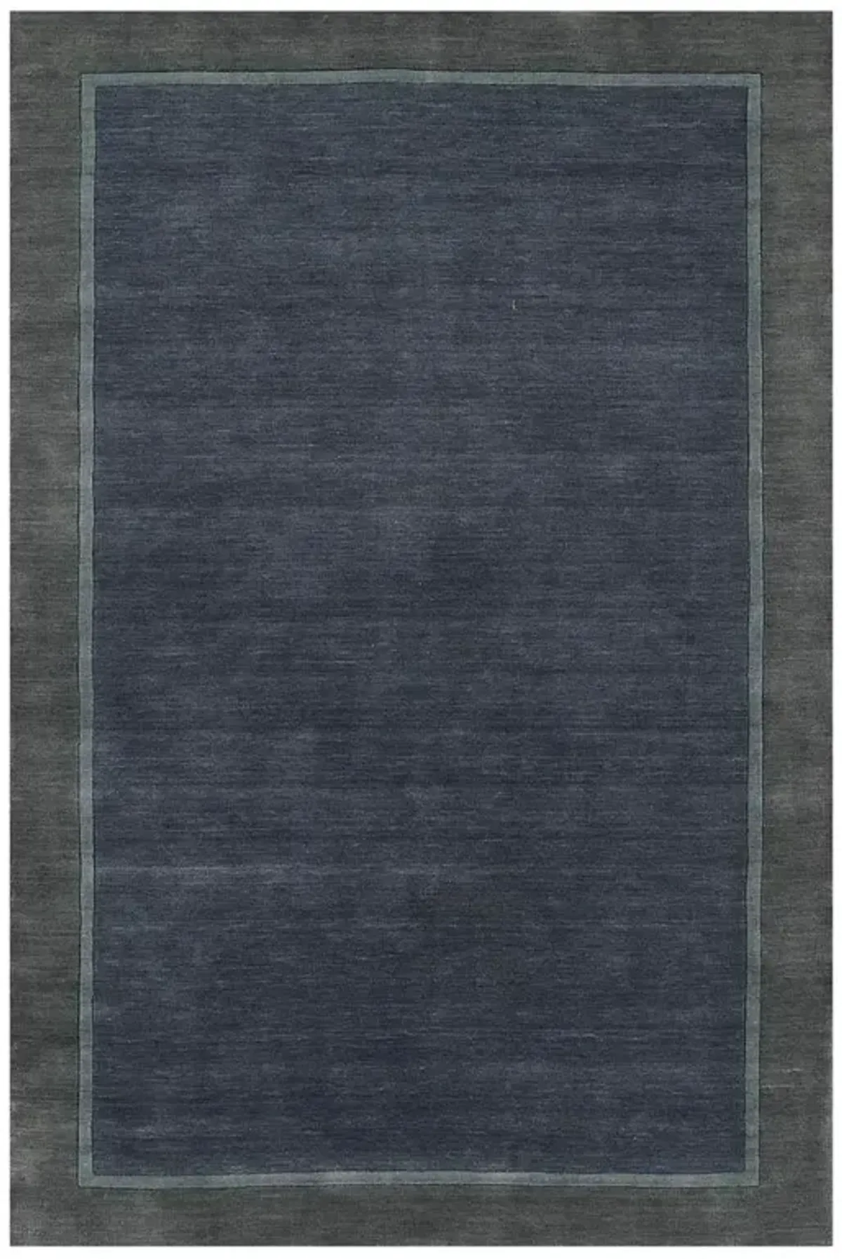 Luka Modern Classic Blue Wool Border Solid Rug - 9'x12'
