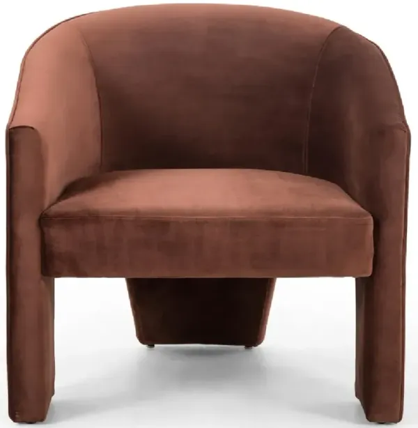 Fara Modern Classic Dark Brown Upholstered Velvet Barrel Living Room Chair