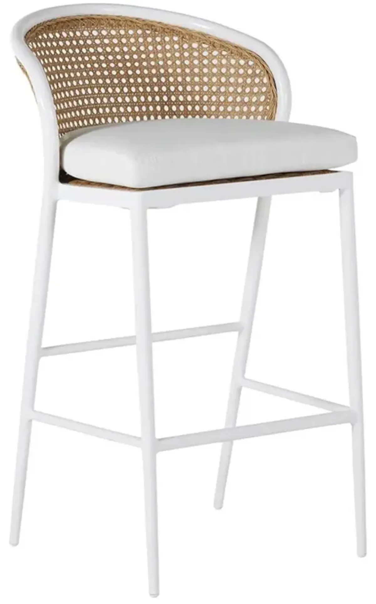 Havana Modern Performance Cushion White Frame Woven Cane Outdoor Counter Stool