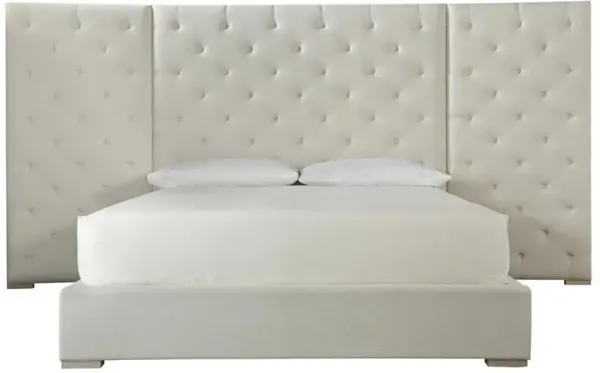 Oliver Modern White Performance Button Tufted Wall Panel Platform Bed - Cal King