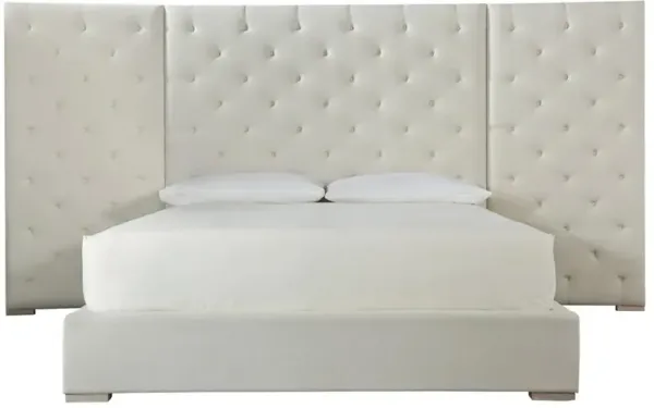 Oliver Modern White Performance Button Tufted Wall Panel Platform Bed - King
