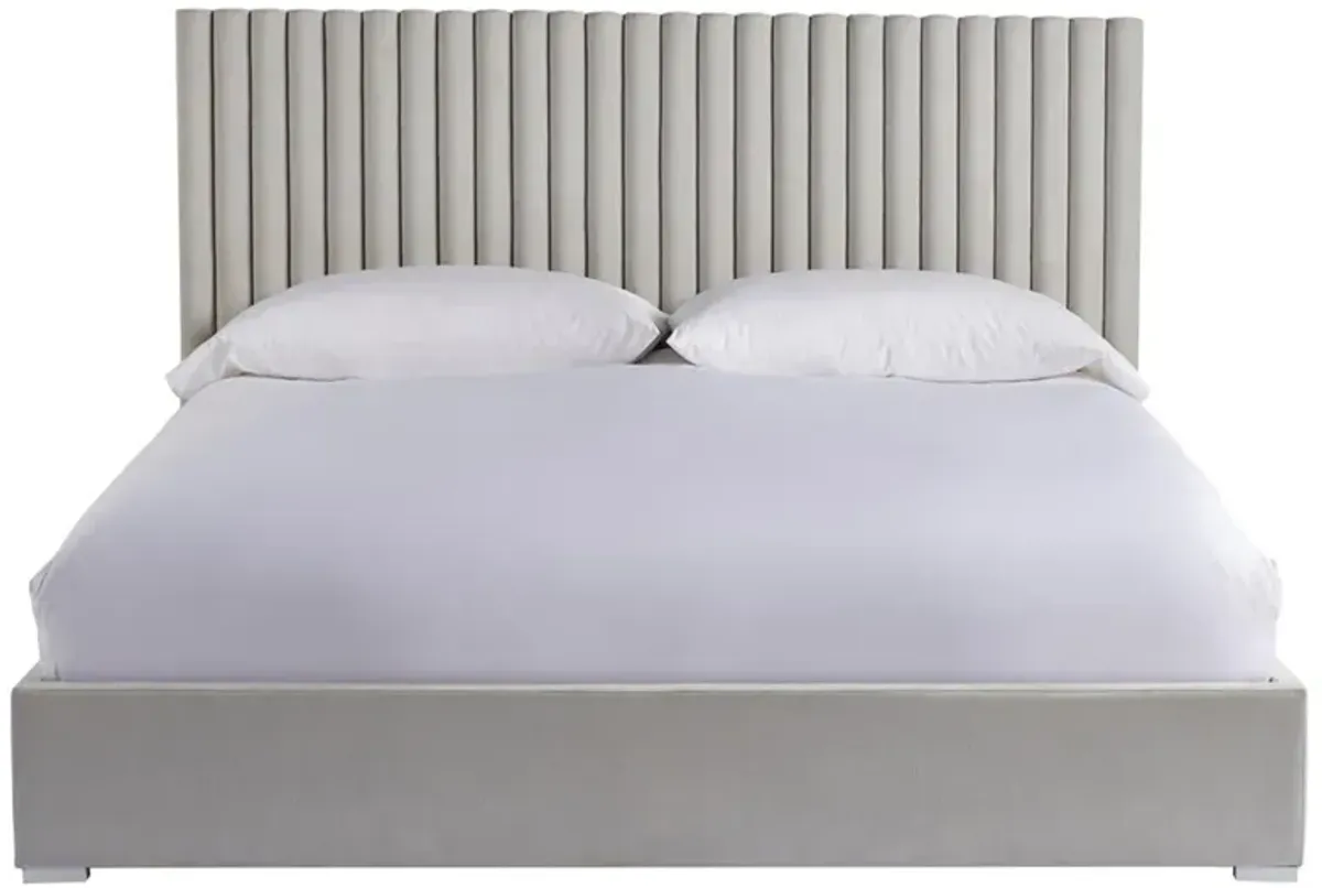 Veena Modern Grey Performance Upholstered White Wood Wall Tufted Bed - King