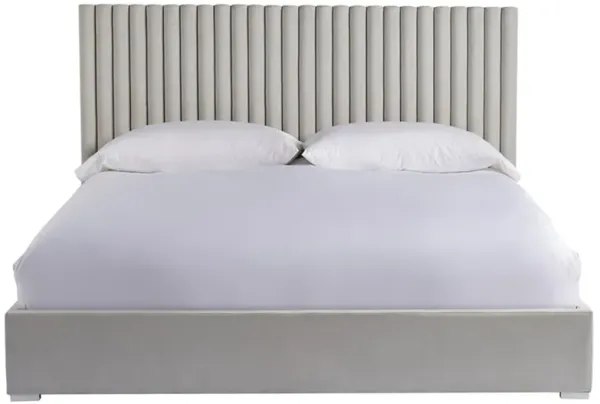 Veena Modern Grey Performance Upholstered White Wood Wall Tufted Bed - Queen