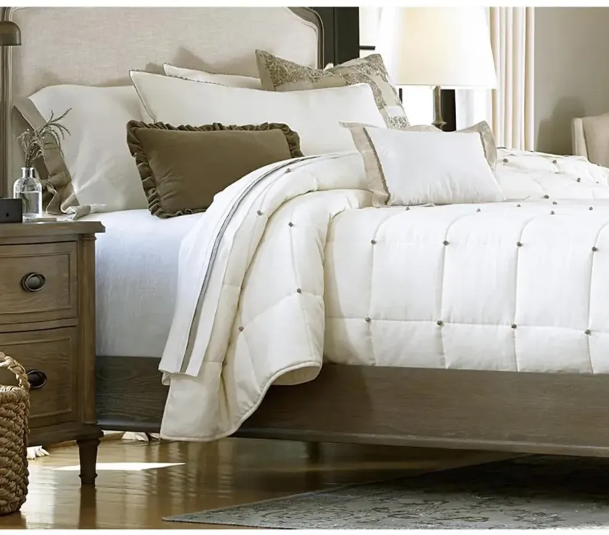 Katrina French Country Brown Wood 2 Drawer Nightstand