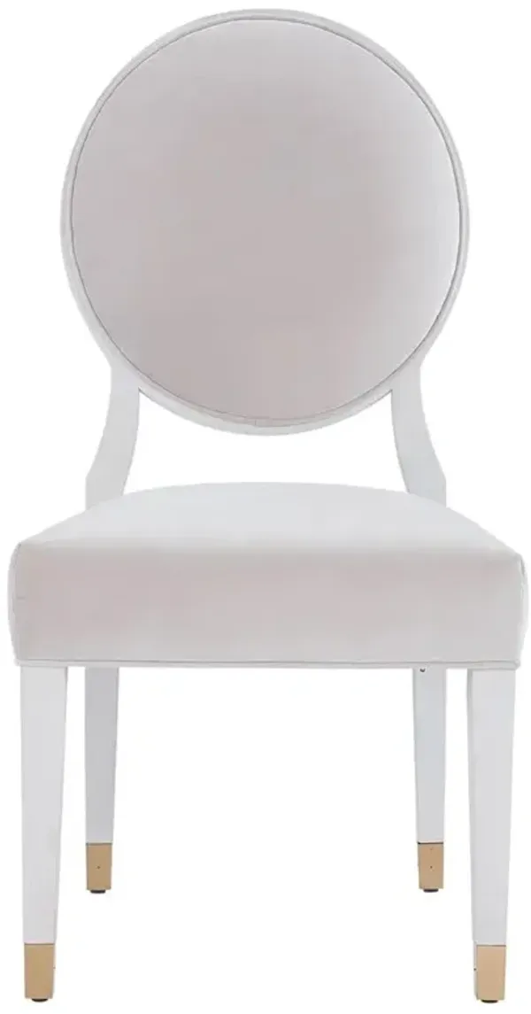 Riya French Off White Wood Frame Upholstered Seat King Louis Dining Chair