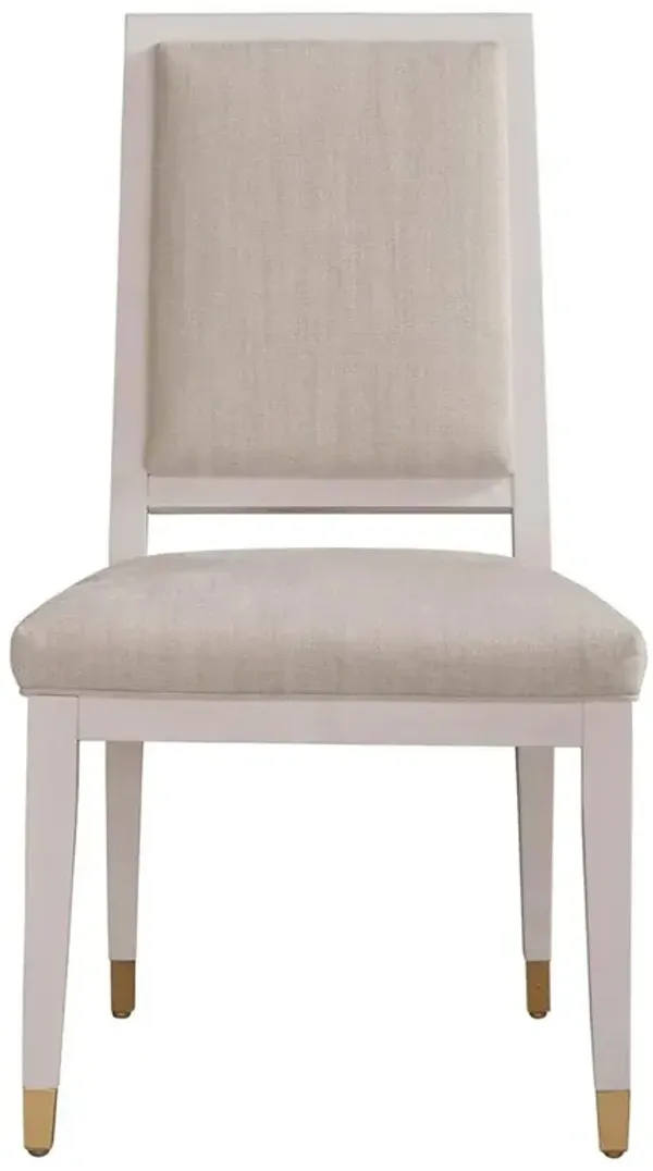 Riya French Country Beige Upholstered Off White Wood Frame Dining Side Chair