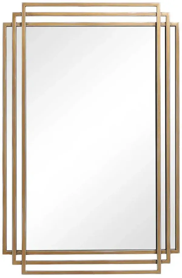 Merci Hollywood Regency Gold Leaf Iron Rectangular Wall Mirror