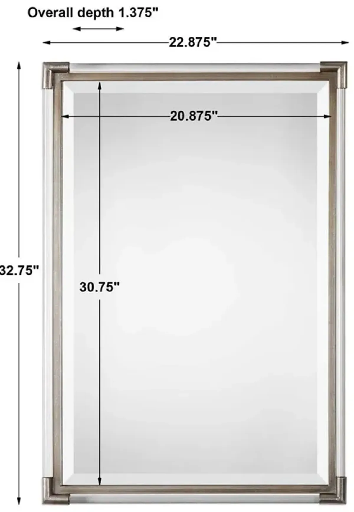 Macky Modern Classic Clear Rod Silver Metal Frame Wall Mirror