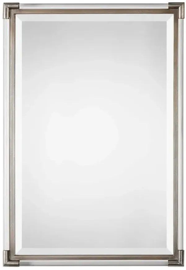Macky Modern Classic Clear Rod Silver Metal Frame Wall Mirror