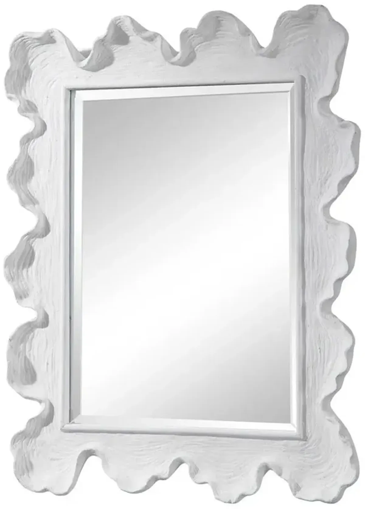 Preston Coastal Beach Matte White Resin Coral Frame Vanity Wall Mirror