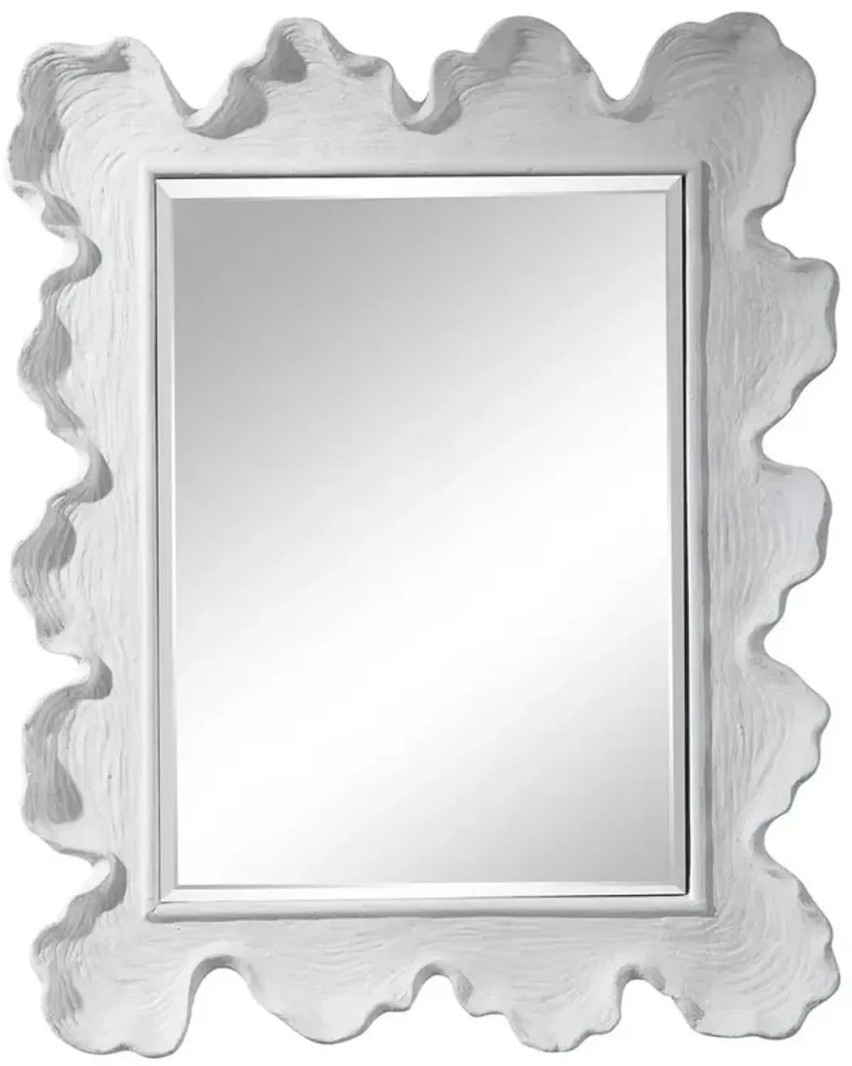 Preston Coastal Beach Matte White Resin Coral Frame Vanity Wall Mirror