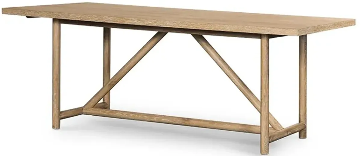 Mira Rustic Lodge Brown Oak Wood Dining Table - 84"W