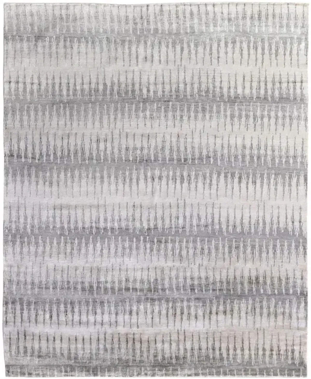 Naomi Modern Classic Grey Bamboo Silk Ikat Patterned Hand Knotted Rug - 14'x18'
