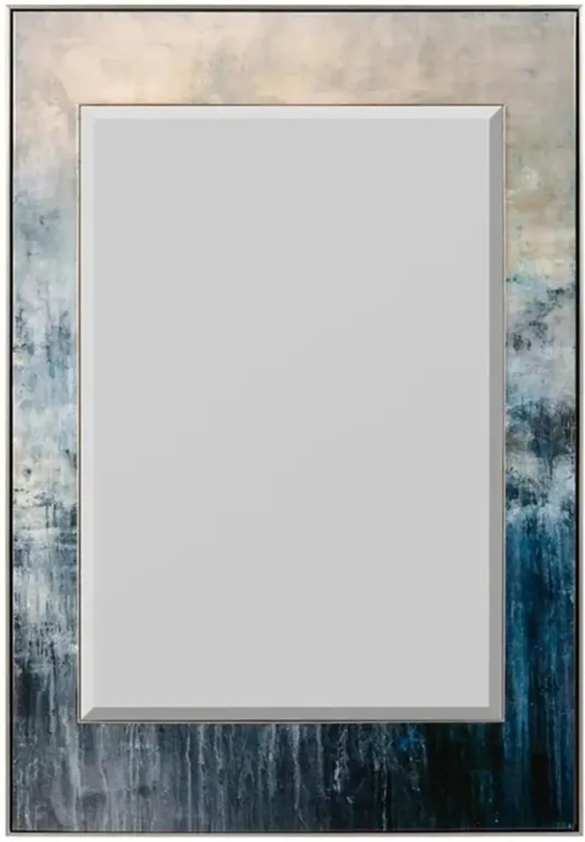 John-Richard Coastal Beach Blue Falls Clear Glass Rectangular Mirror