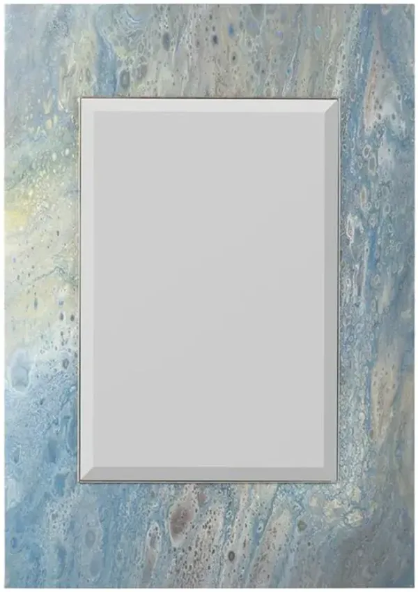 John-Richard Coastal Beach Blue Pavo Clear Glass Rectangular Mirror