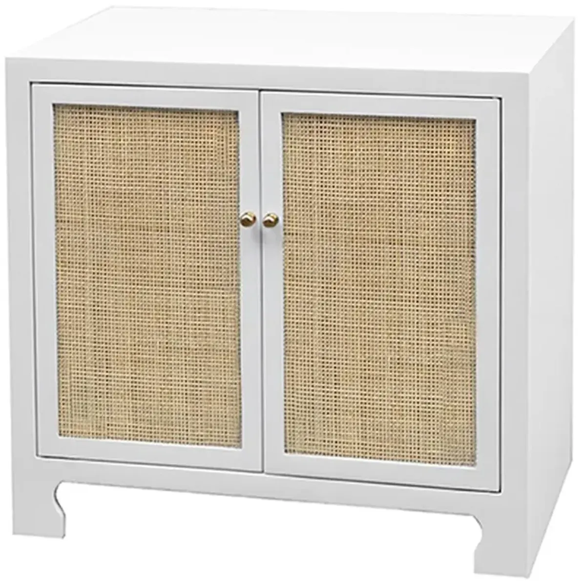 Worlds Away Alden Coastal Beach White Wood Brown Woven Cane Sideboard
