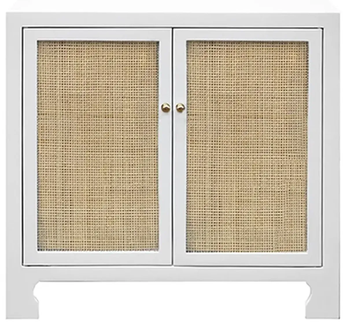 Worlds Away Alden Coastal Beach White Wood Brown Woven Cane Sideboard