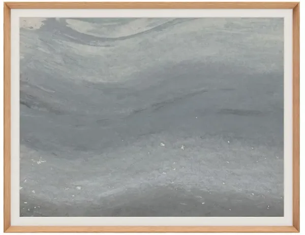 Marco Coastal Beach Blue Abstract Landscape II Natural Wood Frame Painting