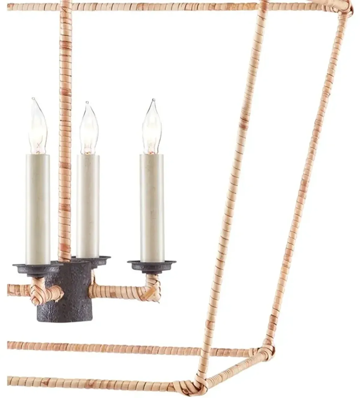 Benita Coastal Beach Natural Rattan Wrapped Iron Lantern Pendant - 18D