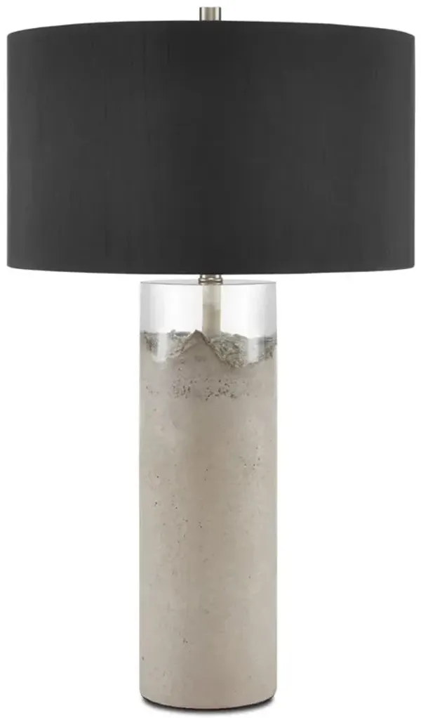 Edwin Industrial Loft Clear Resin Grey Concrete Bedside Table Lamp