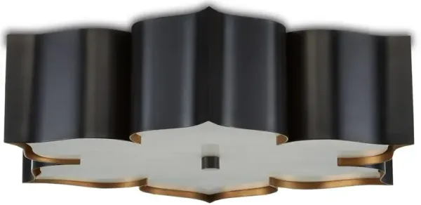 Jalbala Hollywood Regency Black Lotus Flush Mount