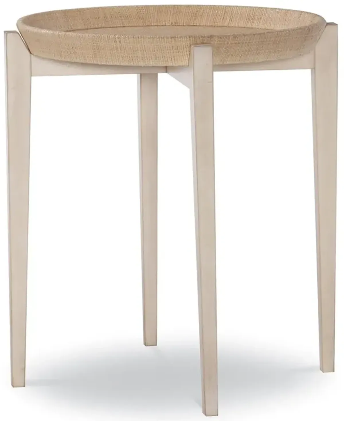 Century Miramar Coastal Natural Brown Raffia Peninsula Mahogany Side Table - Large