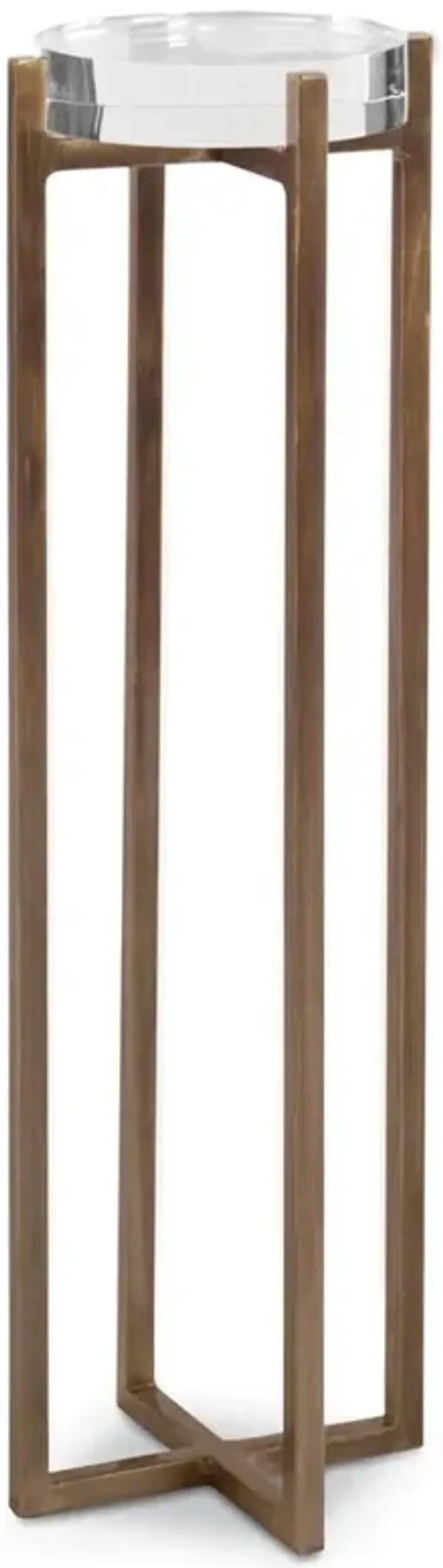 Century Larchmont Regency Clear Acrylic Top Gold Steel Base Drink Side Table