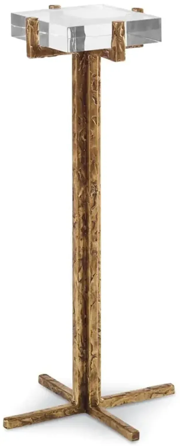 Century Rosemont Regency Clear Acrylic Top Bronze Steel Frame Square Drink Side Table