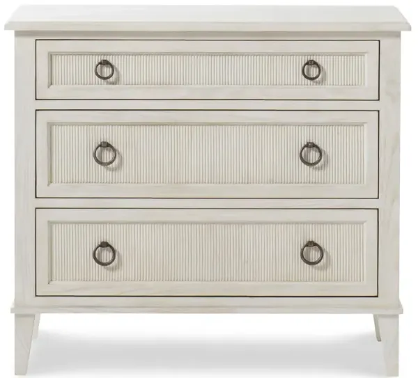 Century Hampton French Country White Wood Wide 3 Drawer Nightstand