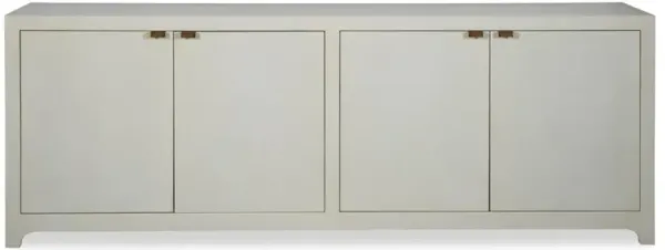 Century Monroe Off White Faux Shagreen Satin Brass Pull 4 Door Rectangular Credenza