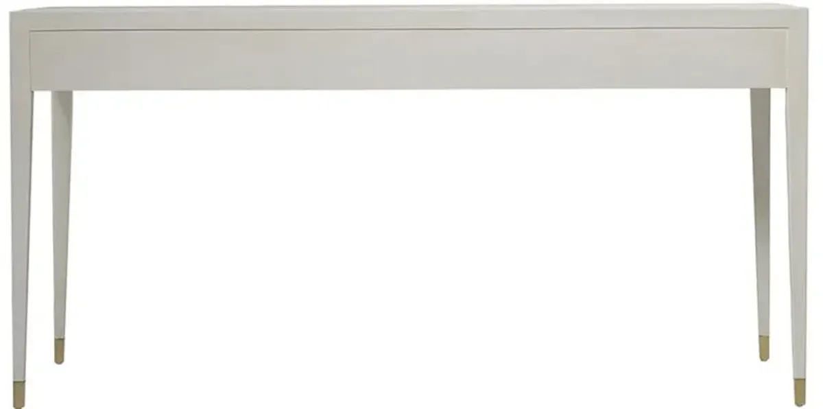 Century Monroe White Faux Shagreen Wood Frame Brass Finish 3 Drawer Writing Desk