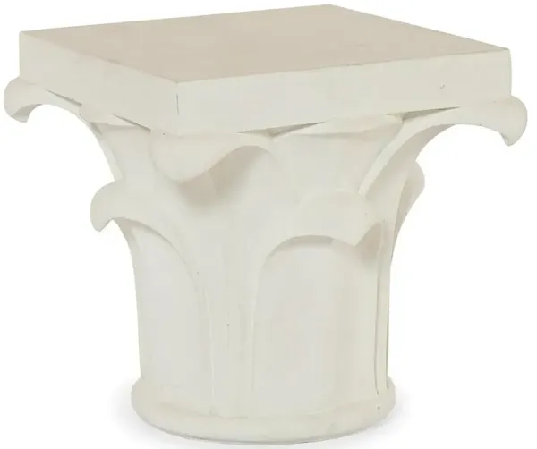 Century Compliments French Country White Stone Square Outdoor Block Side Table