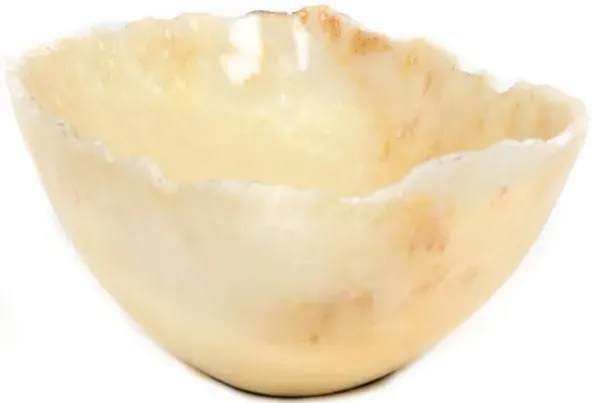 Meryll Coastal Beach Natural Beige Onyx Stone Oval Decorative Bowl