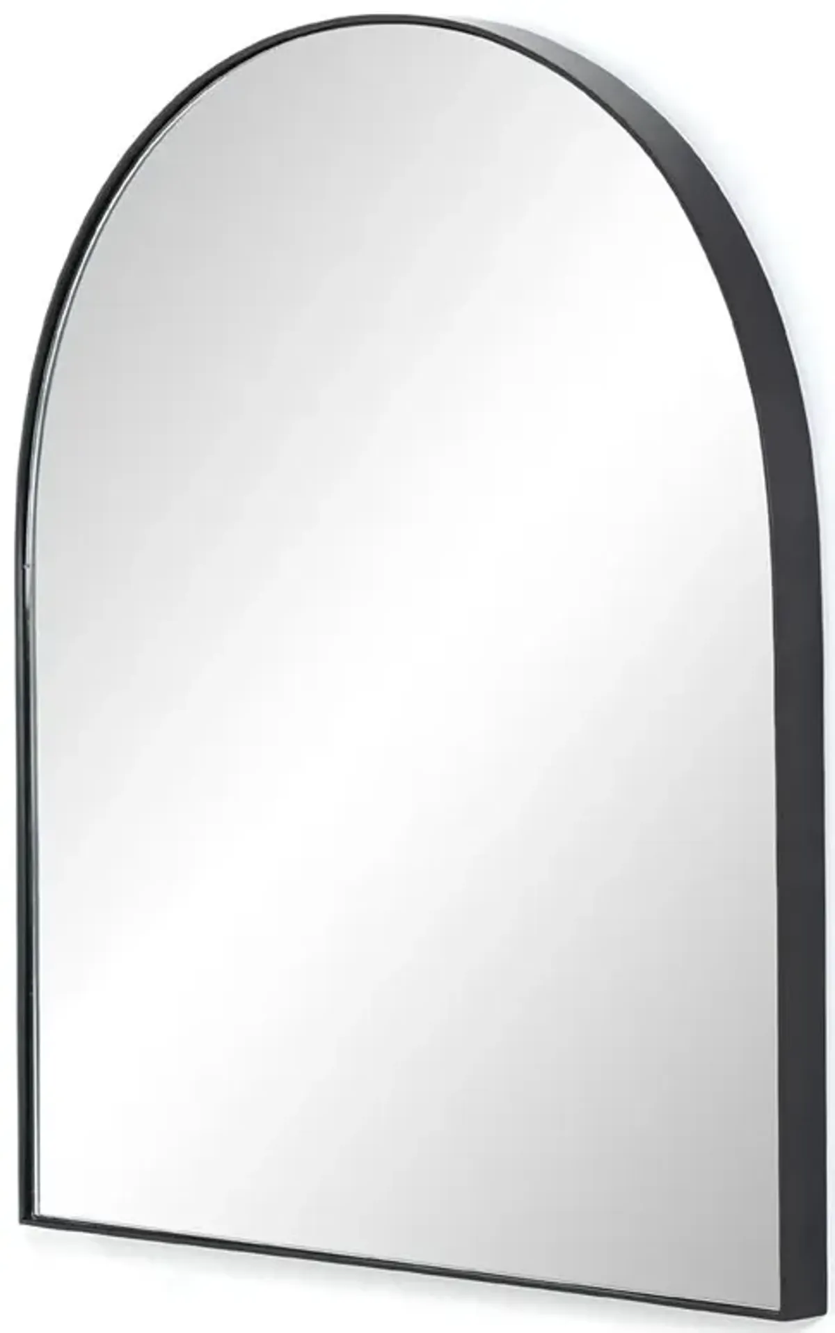 Rinna Industrial Loft Black Iron Frame Clear Glass Arched Wide Wall Mirror